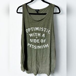 Torrid Olive Green Graphic Tank Top Size 3X